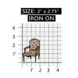 ID 7552 Plush Classical Chair Patch Victorian Wood Embroidered Iron On Applique