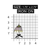 ID 7566 Umbrella With Black Bow Patch Parasol Rain Embroidered Iron On Applique