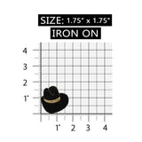 ID 7606 Black Cowboy Hat Patch Western Ten Gallon Embroidered Iron On Applique