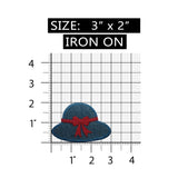 ID 7694 Blue Bonnet Hat Patch Ribbon Bow Fashion Embroidered Iron On Applique