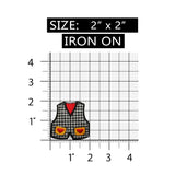 ID 7736 Checkered Vest Heart Pockets Patch Fashion Embroidered Iron On Applique