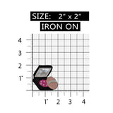 ID 7765 Black Compact Make Up Patch Mirror Fashion Embroidered Iron On Applique