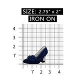 ID 7782 Blue High Heel Shoe Patch Fashion Pump Bow Embroidered Iron On Applique