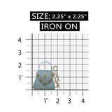 ID 7789 Teal Checkered Hand Bag Patch Ribbon Purse Embroidered Iron On Applique