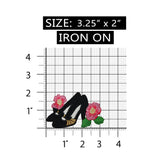 ID 7795 Black High Heel Shoes Patch Flower Fashion Embroidered Iron On Applique