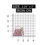 ID 7807 Pink Checkered Hand Bag Patch Purse Fashion Embroidered Iron On Applique