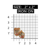 ID 7812 Theater Drama Faces Patch Happy Sad Masks Embroidered Iron On Applique