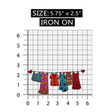ID 7841 Heart Clothes Line Patch Dry Hang Fashion Embroidered Iron On Applique