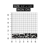 ID 7983 Fuzzy Snow Leopard Strip Patch Craft Design Embroidered Iron On Applique