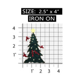 ID 8048 Christmas Tree With Cardinals Patch Decoration Felt Iron On Applique