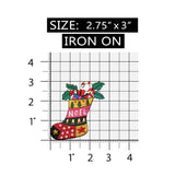 ID 8065 Noel Filled Stocking Patch Christmas Holiday Embroidered IronOn Applique