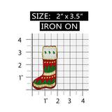 ID 8071 Christmas Stocking Patch Holiday Sock Boot Embroidered Iron On Applique