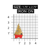 ID 8172A Golden Christmas Tree Patch Holiday Craft Embroidered Iron On Applique