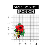 ID 8191A Poinsettia Flower Patch Christmas Holly Embroidered Iron On Applique