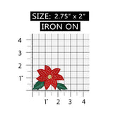 ID 8192A Poinsettia Flower Patch Christmas Decor Embroidered Iron On Applique