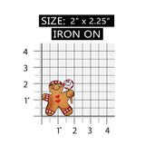 ID 8204B Gingerbread Man With Peppermint Patch Embroidered Iron On Applique