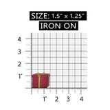 ID 8342 Gold Ribbon Present Patch Gift Box Holiday Embroidered Iron On Applique