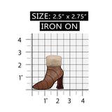 ID 8431 Fuzzy Pleather Boot Patch High Heel Fashion Embroidered Iron On Applique