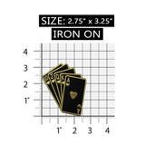 ID 8611 Black Gold Cards Patch Royal Flush Hearts Embroidered Iron On Applique