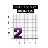 ID 8632 Shiny Number 2 Two Patch Glitter Metallic Symbol Iron On Applique