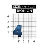 ID 8634 Shiny Number 4 Four Patch Glitter Metallic Symbol Iron On Applique