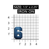 ID 8636 Shiny Number 6 Six Patch Glitter Metallic Symbol Iron On Applique