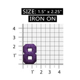 ID 8638 Shiny Number 8 Eight Patch Glitter Metallic Symbol Iron On Applique