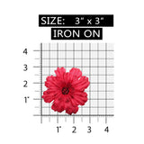 ID 8648 Layered Red Zinnia Patch Flower Garden Beaded Lace Iron On Applique
