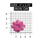 ID 8649 Layered Pink Zinnia Patch Flower Garden Beaded Lace Iron On Applique