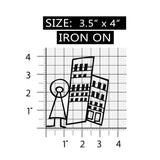 ID 8713 City Person Outline Patch Craft Building Embroidered Iron On Applique