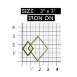 ID 8743 Green Linked Diamonds Patch Outline Design Embroidered Iron On Applique