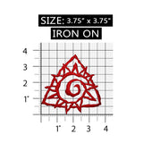 ID 8768 Red Spiral Sun Patch Tribal Symbol Badge Embroidered Iron On Applique