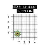 ID 8824 Green Shiny Star Burst Patch Flower Shape Embroidered Iron On Applique