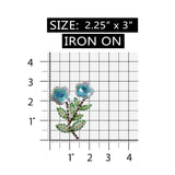 ID 8887 Sequin Blue Daisies Patch Flower Garden Plant Beaded Iron On Applique