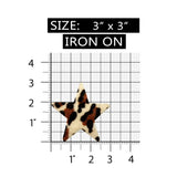 ID 9063 Fuzzy Leopard Print Star Patch Craft Shape Symbol Felt Iron On Applique