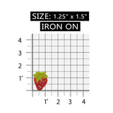 ID 9118 Red Strawberry With Leaves Patch Garden Fruit Beaded Iron On Applique