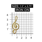 ID 9157 Gold Treble G Clef Patch Musical Note Symbol Embroidered IronOn Applique