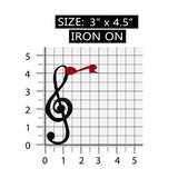 ID 9172 Treble G Clef Red Note Patch Music Symbol Embroidered Iron On Applique