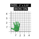 ID 9216 Green Handprint Patch Symbol High Five Palm Iron On Embroidered Applique