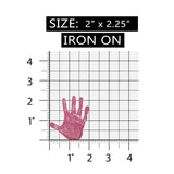 ID 9221 Dark Pink Handprint Patch Symbol High Five Iron On Embroidered Applique