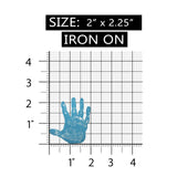 ID 9223 Blue Handprint Patch Symbol High Five Palm Iron On Embroidered Applique