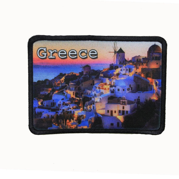 Greece Village Countryside Patch Ocean Travel Dye Sublimation Iron On Applique