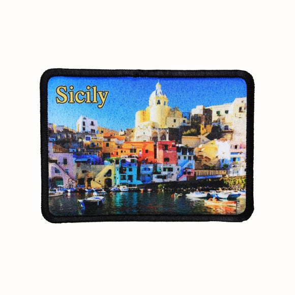 Sicily Italy Patch Mediterranean Sea Travel Dye Sublimation Iron On Applique