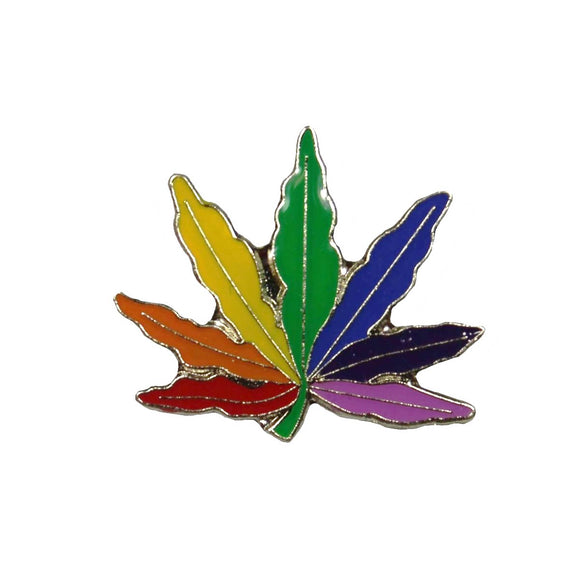 Rainbow Pot Leaf Enamel Pin Colorful Weed Drug Bag Hat Lapel