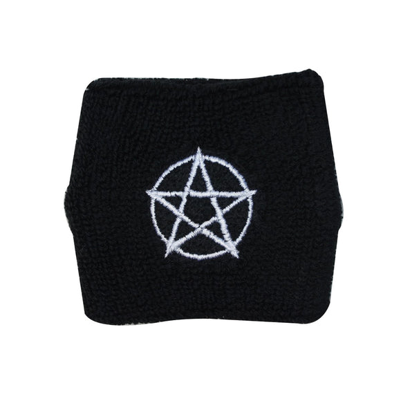 White Pentagram Wristband Pentacle Symbol Metal Fan Wicca Worship Hand Sweatband