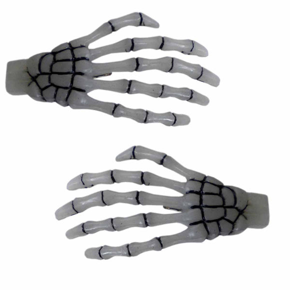 Glow-in-the-Dark Skeleton Bone Hands Hair Clip Halloween Horror Accessory Kreepsville