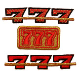 ID 0071ABC Set of 3 Slot Machine Patches Gold 777 Embroidered Iron On Applique