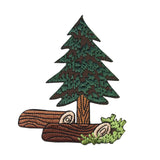 ID 0095 Pine Tree & Logs Patch Camping Outdoors Embroidered Iron On Applique