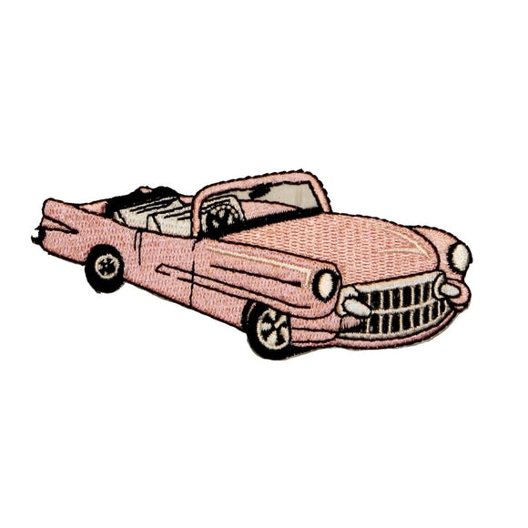 ID 0144 Pink Cadillac Car Patch Classic 50s Antique Embroidered Iron On Applique