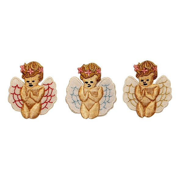 ID 0158ABC Set of 3 Baby Angel Patch Praying Child Embroidered Iron On Applique